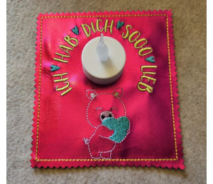 Stickdatei - ITH Kerzenteppich Tasche Schwein